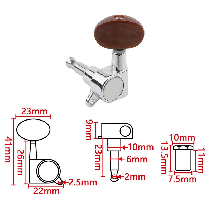 Swhmc 3R 3L Acoustic Electric Guitar Pegs String Tuners Keys Machine Heads Locking Knobs Silver - Image 2