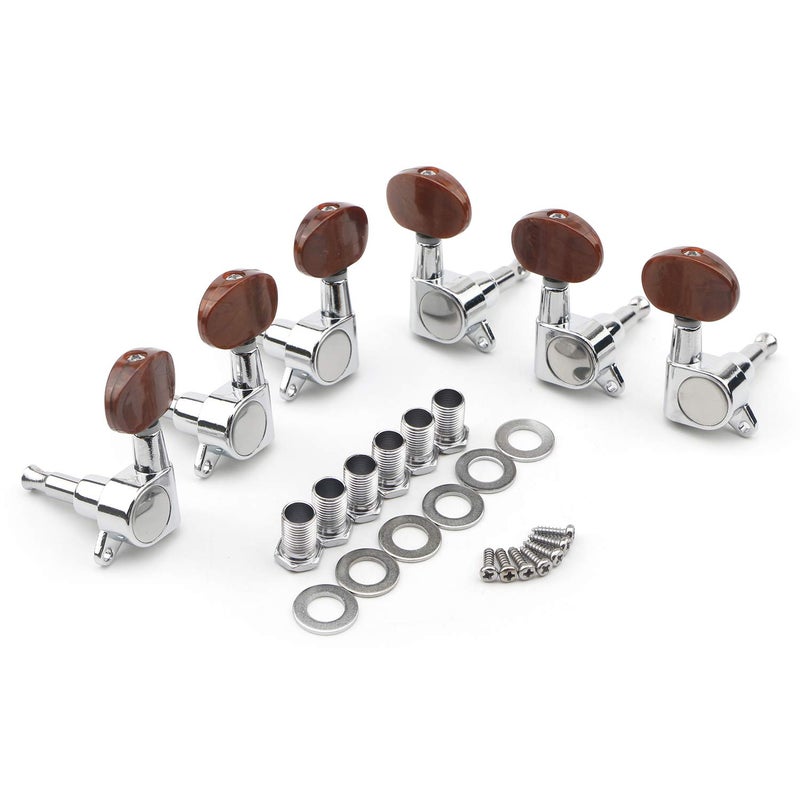 Swhmc 3R 3L Acoustic Electric Guitar Pegs String Tuners Keys Machine Heads Locking Knobs Silver - Image 1