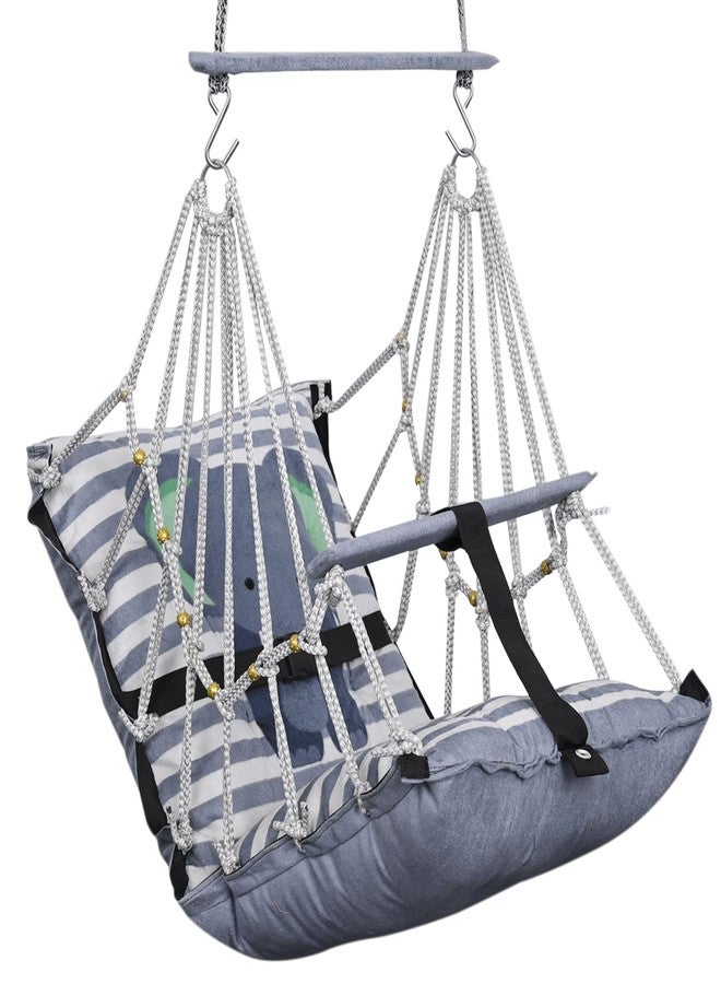 Windson Craft® Cotton Baby Swing for 1-5 Year Olds - Indoor & Outdoor Hammock Chair with Safety Belt and Cushions - Comfortable Hanging Baby Seat for Toddlers & Kids (New Elephant) - Image 2