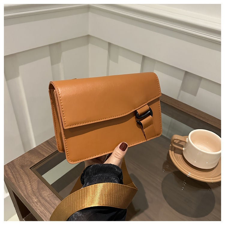 Solid Color Trendy Retro Fashion Simple New 2025 Textured Woven Shoulder Strap Small Square Bag Women'S Bag White Large - Image 2