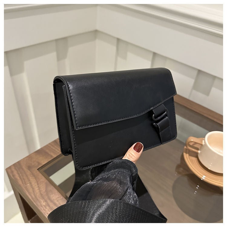 Solid Color Trendy Retro Fashion Simple New 2025 Textured Woven Shoulder Strap Small Square Bag Women'S Bag White Large - Image 4