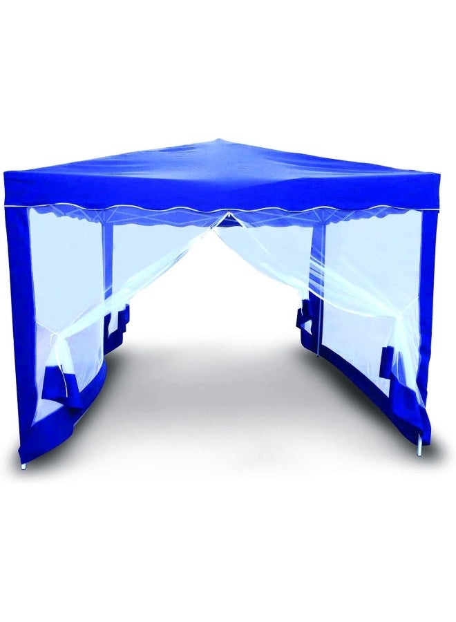 YULAN Yulan Outdoor Folding Gazebo Pop Up Gazebo Foldable with 4 Side net Walls Waterproof UV Protection 50+ Garden Gazebo Party Tent Garden Tent for Party, Blue 3x3  - Image 1