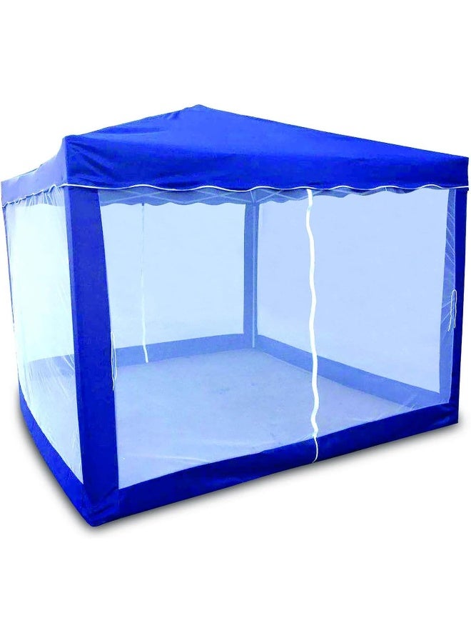 YULAN Yulan Outdoor Folding Gazebo Pop Up Gazebo Foldable with 4 Side net Walls Waterproof UV Protection 50+ Garden Gazebo Party Tent Garden Tent for Party, Blue 3x3  - Image 2
