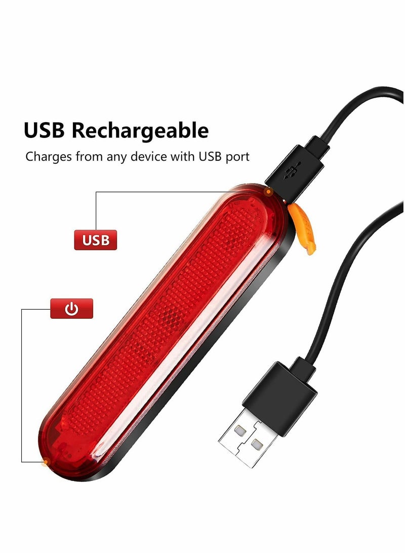 Bike Tail Light 2 Pack, Rear Back Lights for Night Riding, Bicycle Taillights with Great Battery Life, Easy to Install On Any or Helmet, 7 Mode Options, USB Rechargeable(Red)
