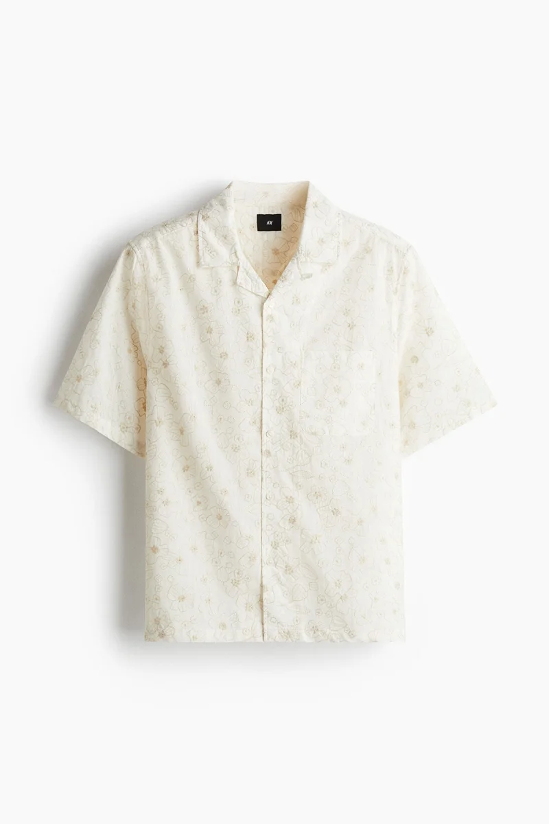 H&M  Regular Fit Embroidered resort shirt for Men | Best Price UAE
