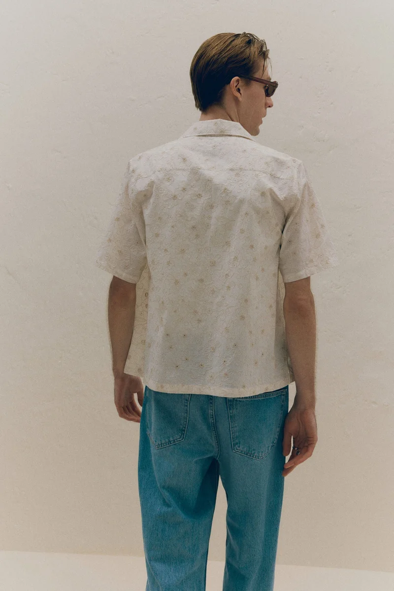 H&M  Regular Fit Embroidered resort shirt for Men | Best Price UAE