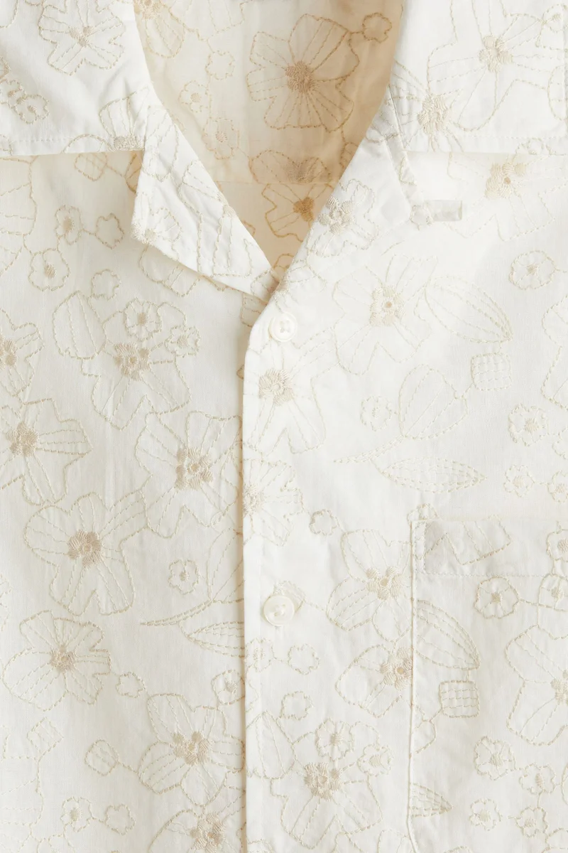 H&M  Regular Fit Embroidered resort shirt for Men | Best Price UAE
