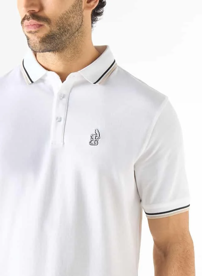 Emperor Emperor Jeans Logo Embroidered Polo T-shirt with Tipping Detail
