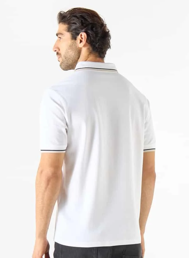 Emperor Emperor Jeans Logo Embroidered Polo T-shirt with Tipping Detail