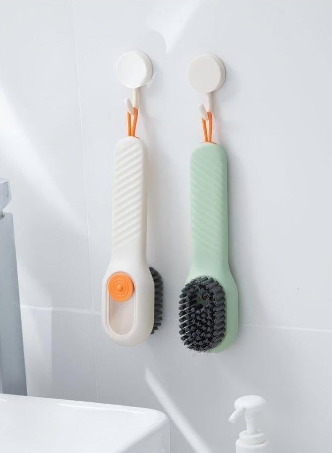 2 in 1 Multifunction Cleaning Brush Soap Dispenser,Multi Function Cleaning Brush, clothes, shoes, Brushes Suitable for Home Cleaning (Green) - Image 2