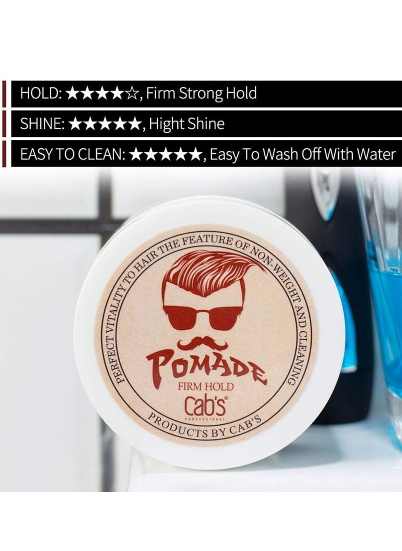 Cab's Firm Hold Hair Pomade for Men with Strong Firm Hold for High Shine, Retro Hairstyles, Pompadour & Slick Back Looks - [80ml / 80 g]