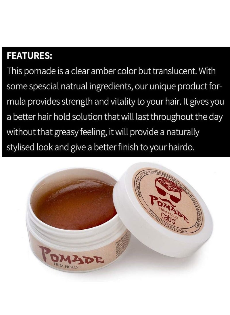 Cab's Firm Hold Hair Pomade for Men with Strong Firm Hold for High Shine, Retro Hairstyles, Pompadour & Slick Back Looks - [80ml / 80 g]