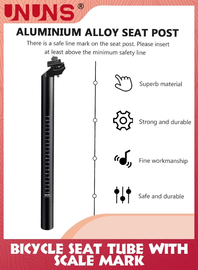 يو إن يو إن أس Bike Seat Posts,27.2x300mm Bicycle Seatpost With Scale Mark,Adjustable Aluminum Alloy Tube Fixing Clip,Universal Black Cycling Replacement Kit For MTB Mountain Road Bikes - Image 2