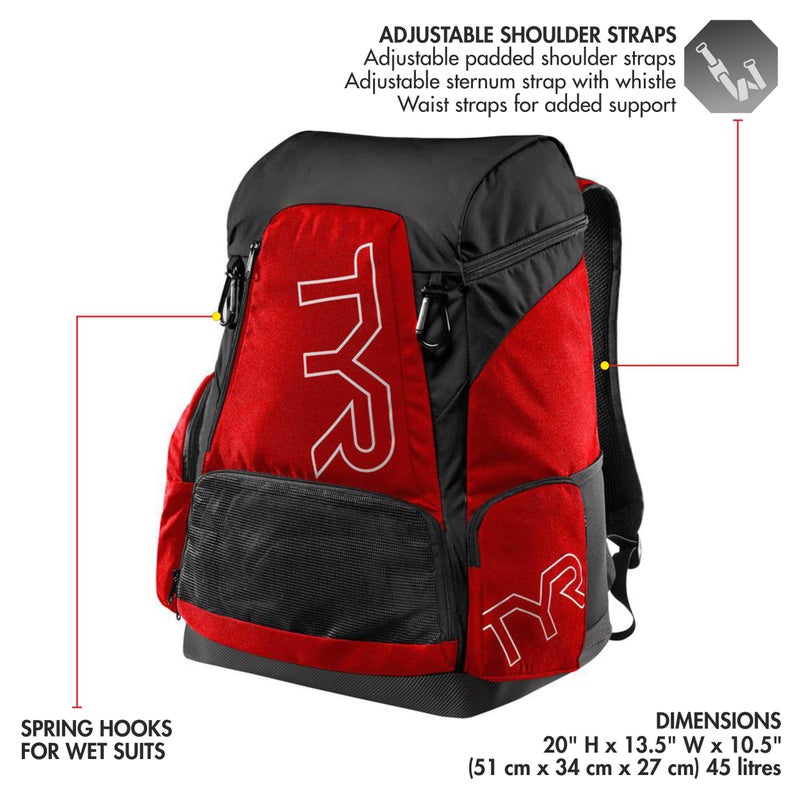 TYR Alliance Backpack, Red/Black, 45 Liter - Image 4