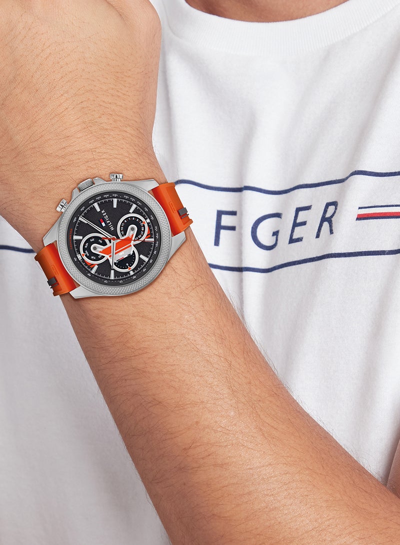 TOMMY HILFIGER Men's Analog Round Shape Silicone Wrist Watch 1792084 - 46 Mm - Image 4