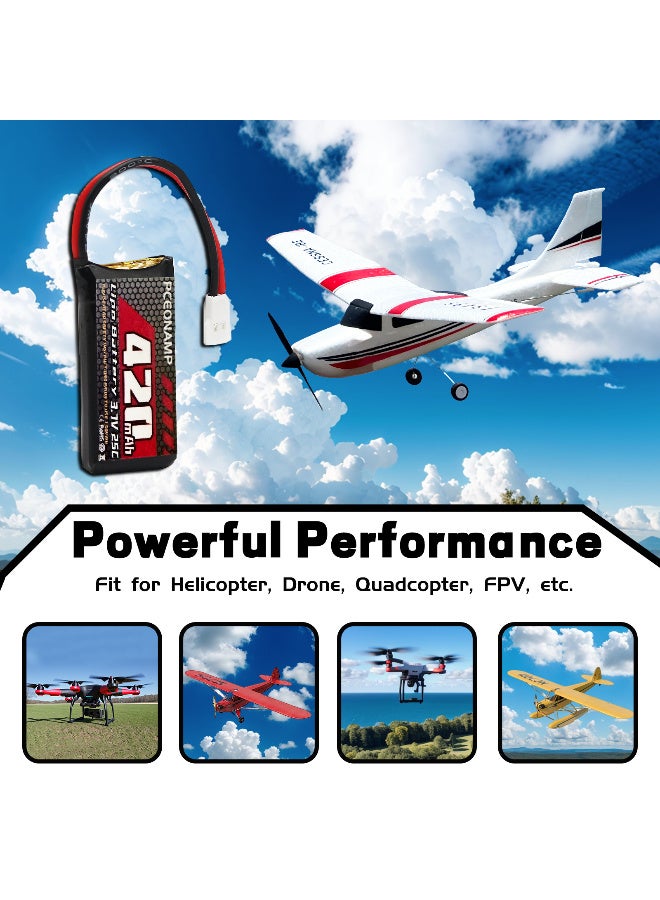 بيسيونأمب بطارية 3.7V 420mAh 25C مع Molex Plug 5 قطع بطارية Lipo مناسبة لـ SYMA Q11 H99W H6C H31 H98 TR-C385 TR-F22 TR-P51 قطع غيار الطائرات طراز الطائرة بدون طيار AT-96 مع شاحن 5in1 - Image 5