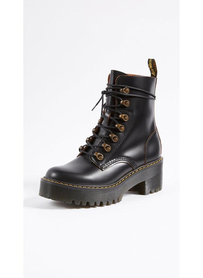 Dr. Martens womens Leona Fashion Boot, Black Vintage Smooth, 7 US - Image 3