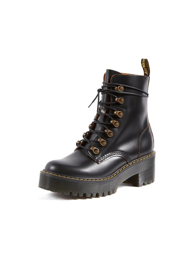 Dr. Martens womens Leona Fashion Boot, Black Vintage Smooth, 7 US - Image 1