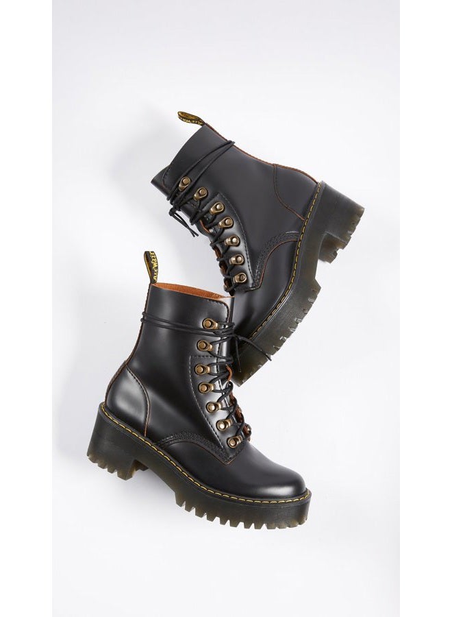 Dr. Martens womens Leona Fashion Boot, Black Vintage Smooth, 7 US - Image 5