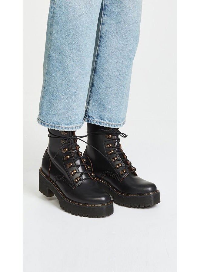 Dr. Martens womens Leona Fashion Boot, Black Vintage Smooth, 7 US - Image 2