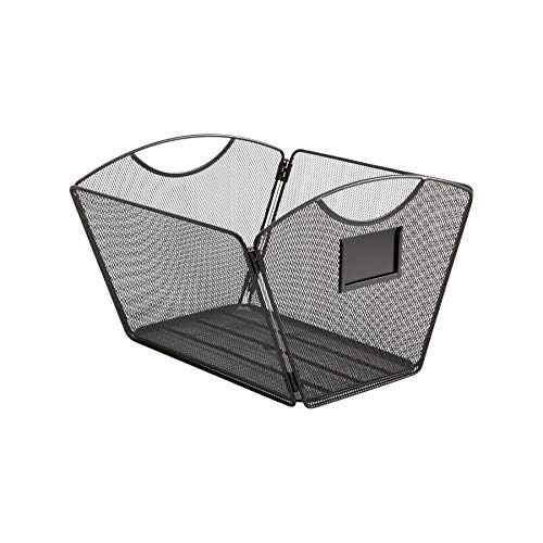 Safco Onyx Letter-Size Desktop Tub File, Collapsible For Compact Storage, Integrated Handles, Steel Mesh, Black - Image 5