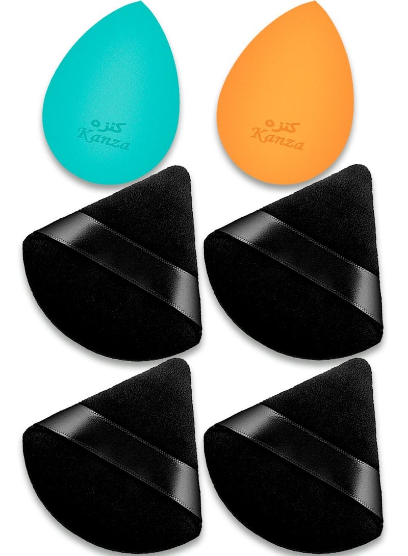 Kanza 6 Pcs Makeup Sponge Set Triangle Powder Puff Set Blender Beauty Kit Puff Triangle Makeup Puff Set and Beauty Foundation Triangle Wedge Perfect with Foundation Powder and Cream - Image 3