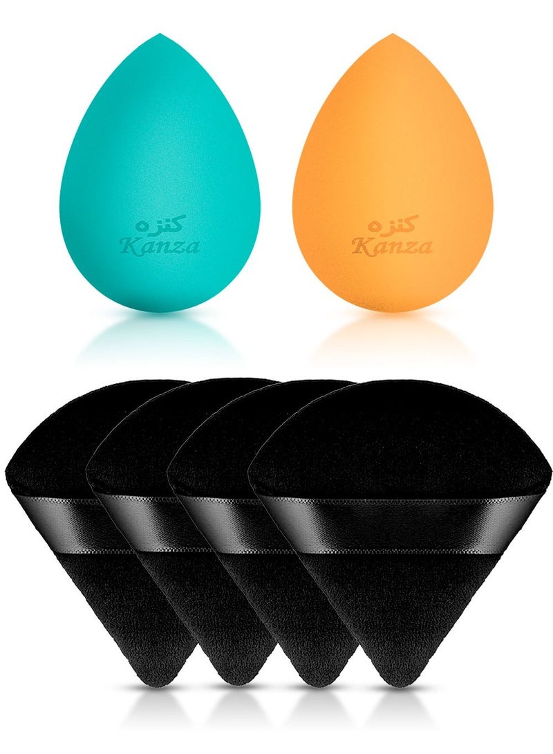 Kanza 6 Pcs Makeup Sponge Set Triangle Powder Puff Set Blender Beauty Kit Puff Triangle Makeup Puff Set and Beauty Foundation Triangle Wedge Perfect with Foundation Powder and Cream - Image 4