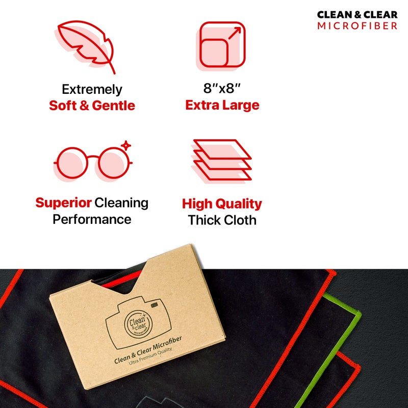 Clean & Clear Microfiber Clean & Clear Microfiber Cleaning Cloth, EXTRA LARGE [8 Pack] ULTRA PREMIUM Microfiber Cleaning Cloth - Microfiber Cloth for Camera Lens, Glasses, Screens, and all Lens.  - Image 4
