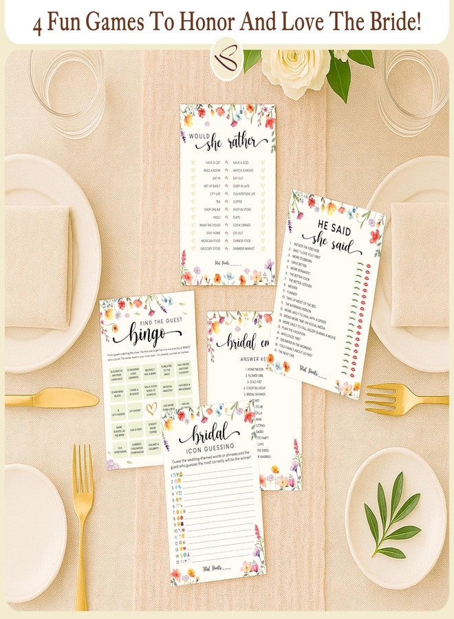 STOFINITY Hilarious Bridal Shower Games 30 Guests - Wedding Games for Reception Decorations, Funny Find The Guest Bingo Game, He Said She Said Would She Rather Wildflower Bridal Shower Decorations - Image 3
