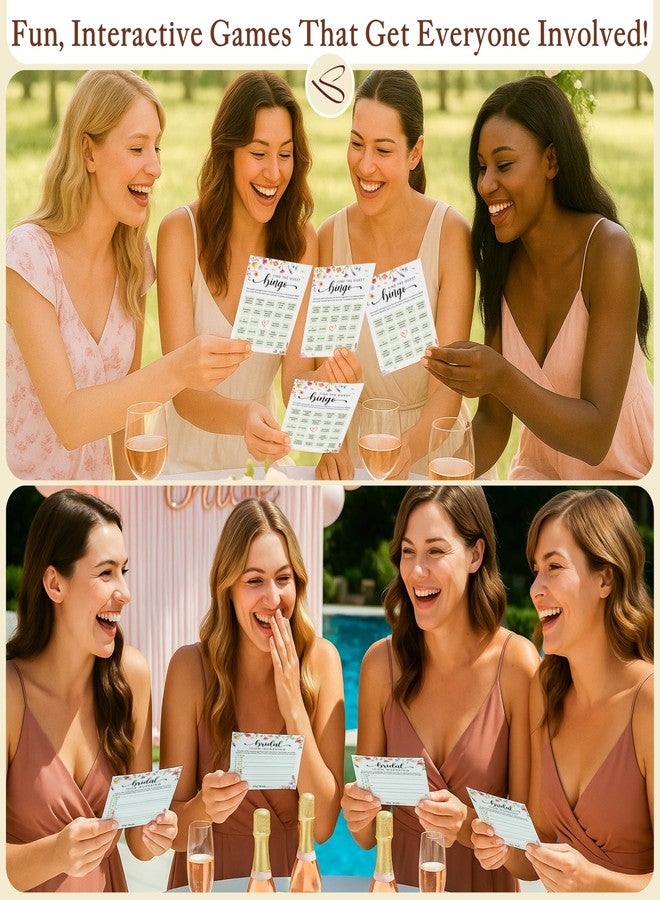 STOFINITY Hilarious Bridal Shower Games 30 Guests - Wedding Games for Reception Decorations, Funny Find The Guest Bingo Game, He Said She Said Would She Rather Wildflower Bridal Shower Decorations - Image 4