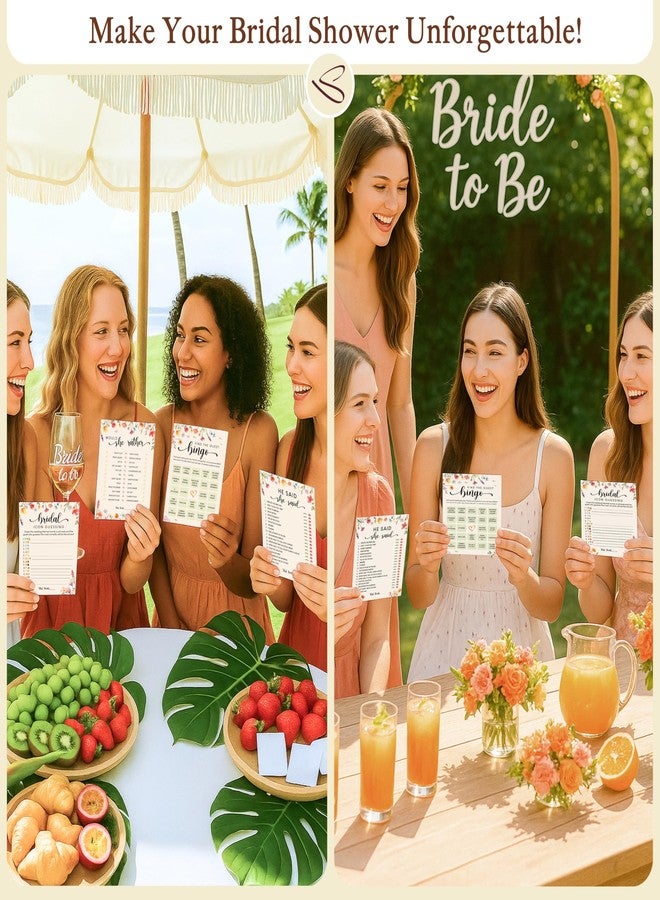 STOFINITY Hilarious Bridal Shower Games 30 Guests - Wedding Games for Reception Decorations, Funny Find The Guest Bingo Game, He Said She Said Would She Rather Wildflower Bridal Shower Decorations - Image 5