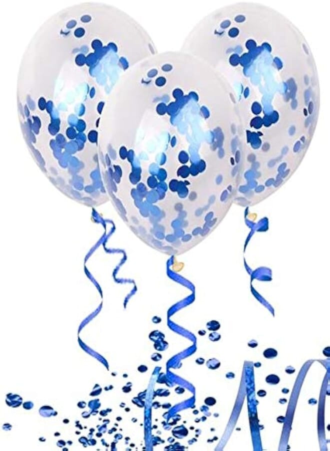 5pcs Inflatable Blue Confetti Balloon 12inch Latex Clear Balloon Birthday - Baby Shower Party Decoration