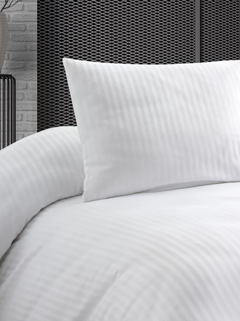 Ender Home Super King Duvet Cover Set Striped Satin Hotel Type Boxed