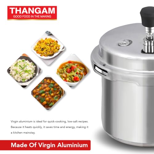Thangam Aluminium 5 Ltr Pressure Cooker | ISI Certified Heavy Gauge Cooker for Gas Stove | Durable Virgin Aluminium Body | Fast Cooking Silver Kitchen Cookware (5 Litre) - Image 5