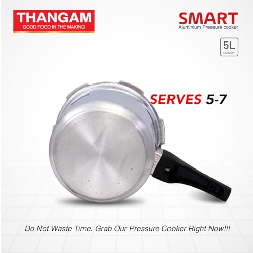 Thangam Aluminium 5 Ltr Pressure Cooker | ISI Certified Heavy Gauge Cooker for Gas Stove | Durable Virgin Aluminium Body | Fast Cooking Silver Kitchen Cookware (5 Litre) - Image 4