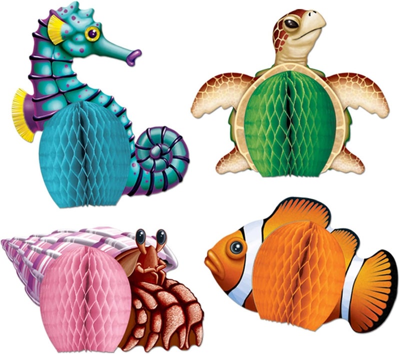 Beistle 50449 Sea Creatures Mini Centerpieces - Colorful Paper Decorations for Parties - Image 1