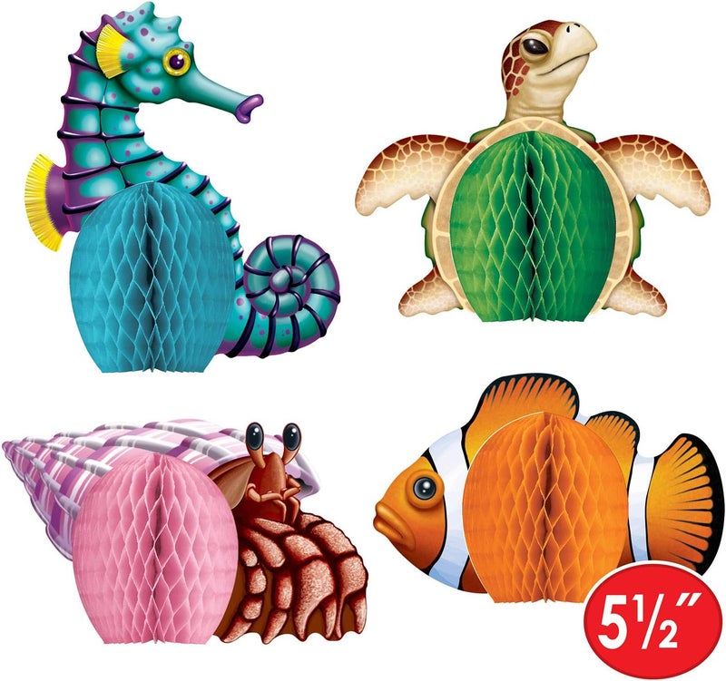 Beistle 50449 Sea Creatures Mini Centerpieces - Colorful Paper Decorations for Parties - Image 2