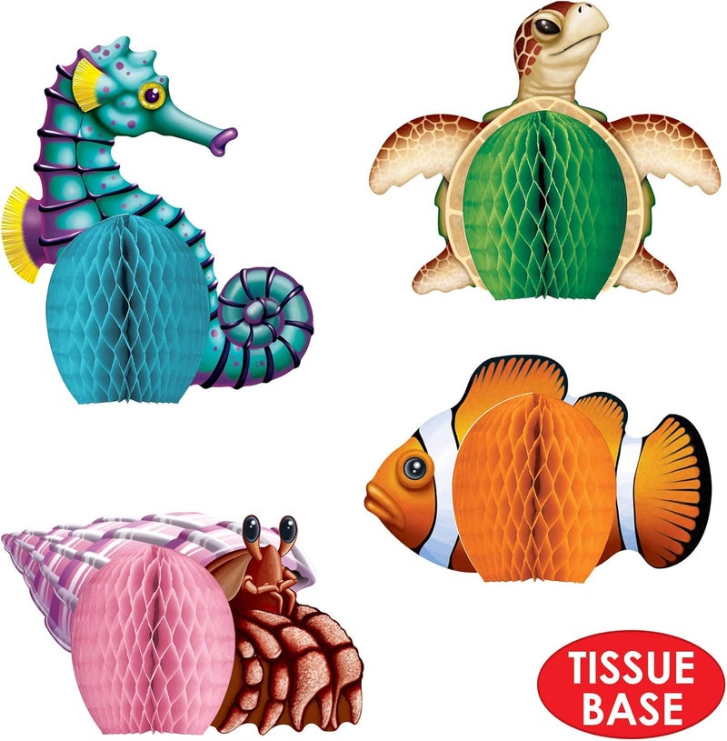 Beistle 50449 Sea Creatures Mini Centerpieces - Colorful Paper Decorations for Parties - Image 4