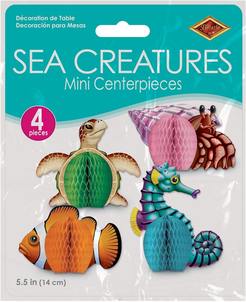 Beistle 50449 Sea Creatures Mini Centerpieces - Colorful Paper Decorations for Parties - Image 3