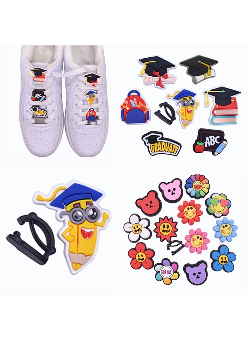 19 Pcs Crocs Shoe Decoration Student Study Girls Women Charm for Crocs Hole Hole Shoe Buckle Party Favors ​Mini Charm Bracelet Wristband for Women Girls Kid - Image 1
