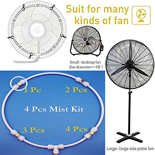 DIY Crafts 4x Head 1 Kit, Misting Kit, Only Fan Misting Kit For Mist Sprayers Outdoor Misting Gardening System Misting PE Fan Rings Mist Nozzle (4x Head 1 Kit, Misting Kit) - Image 2
