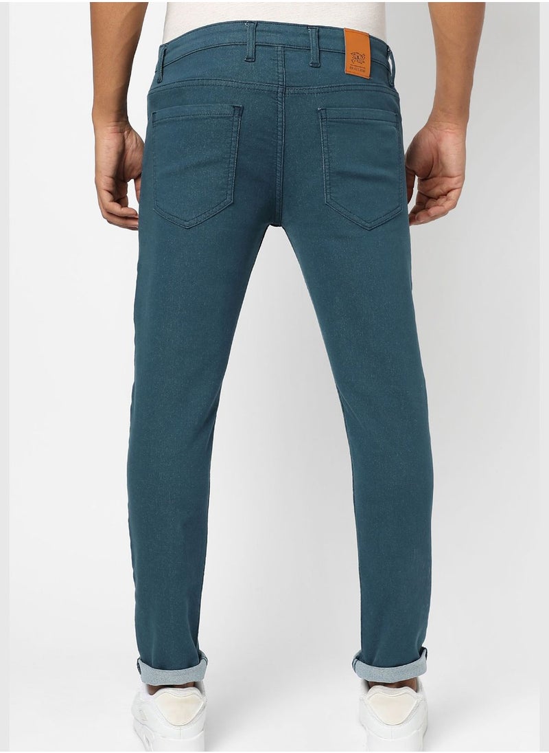 Campus Sutra Men’s Solid Dark-Wash Denim Jeans Slim Fit For Casual Wear  - Image 4