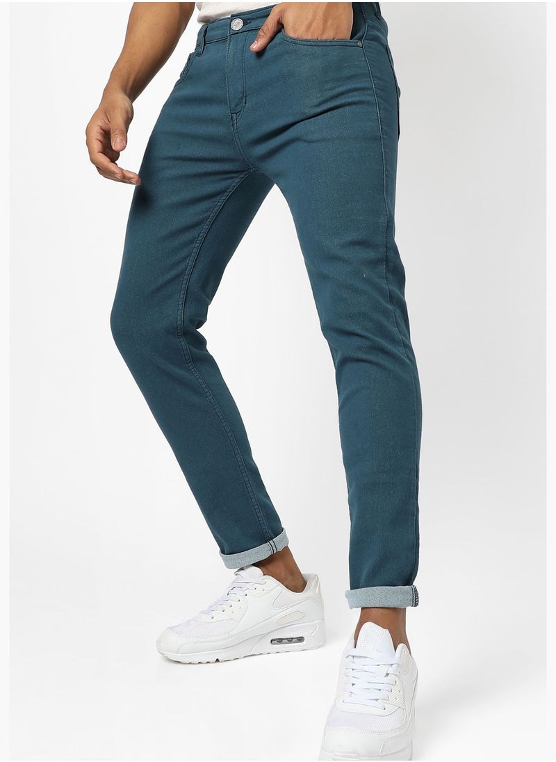 Campus Sutra Men’s Solid Dark-Wash Denim Jeans Slim Fit For Casual Wear  - Image 3