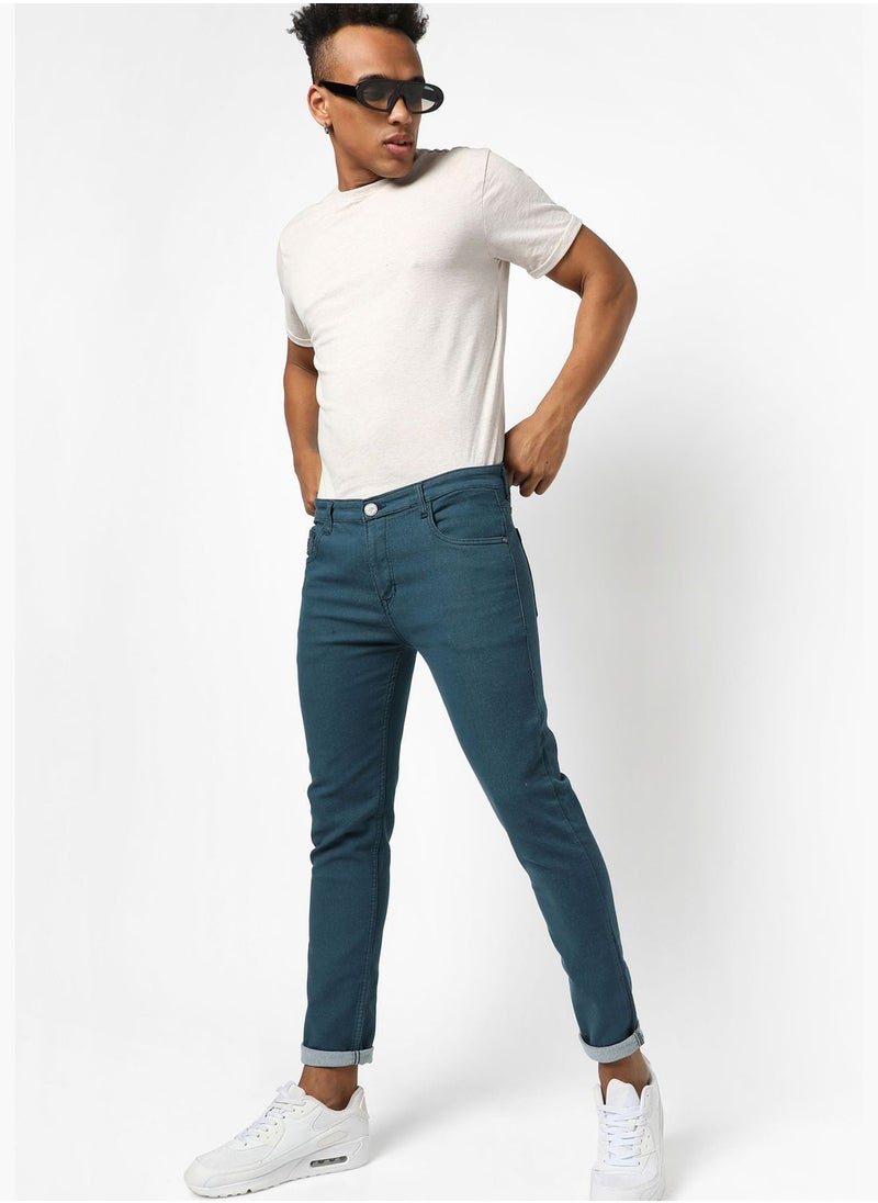 Campus Sutra Men’s Solid Dark-Wash Denim Jeans Slim Fit For Casual Wear  - Image 5