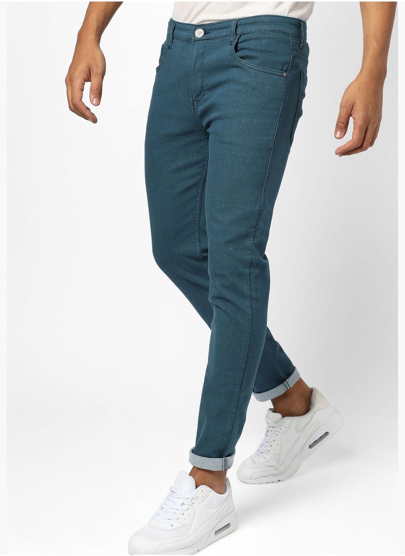 Campus Sutra Men’s Solid Dark-Wash Denim Jeans Slim Fit For Casual Wear  - Image 2