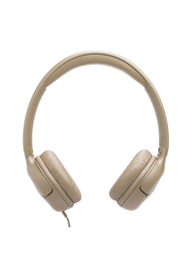 JBL Tune 530 Wired On-Ear Headphones with Pure Bass Sound, Hands-Free Calls, One-Button Remote, Lightweight Foldable Design & Tangle-Free Flat Cable Beige