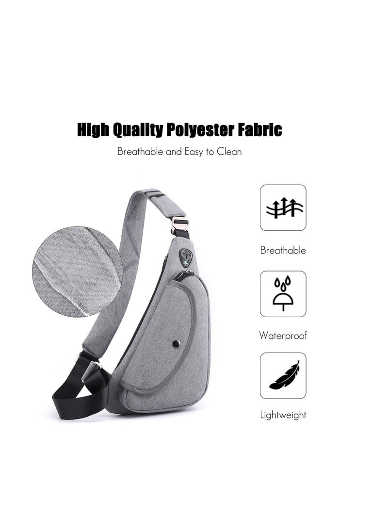 Zikra Sling Bags, Mens Shoulder Unbalance Backpacks Ultra-Light Chest Pack Multipurpose Crossbody Bags Boy Outdoor Sport Travel Gym Running Hiking Daypack Cycling Hiking Camping Outdoor Travel Bag (Gray A) - Image 3