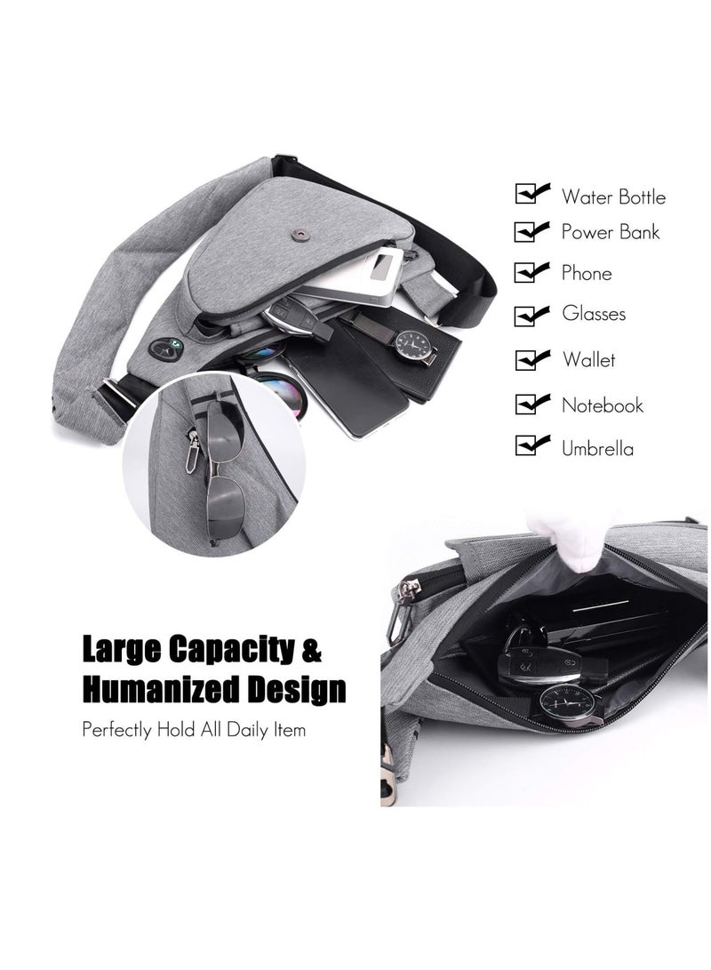 Zikra Sling Bags, Mens Shoulder Unbalance Backpacks Ultra-Light Chest Pack Multipurpose Crossbody Bags Boy Outdoor Sport Travel Gym Running Hiking Daypack Cycling Hiking Camping Outdoor Travel Bag (Gray A) - Image 5