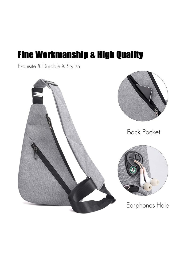 Zikra Sling Bags, Mens Shoulder Unbalance Backpacks Ultra-Light Chest Pack Multipurpose Crossbody Bags Boy Outdoor Sport Travel Gym Running Hiking Daypack Cycling Hiking Camping Outdoor Travel Bag (Gray A) - Image 4