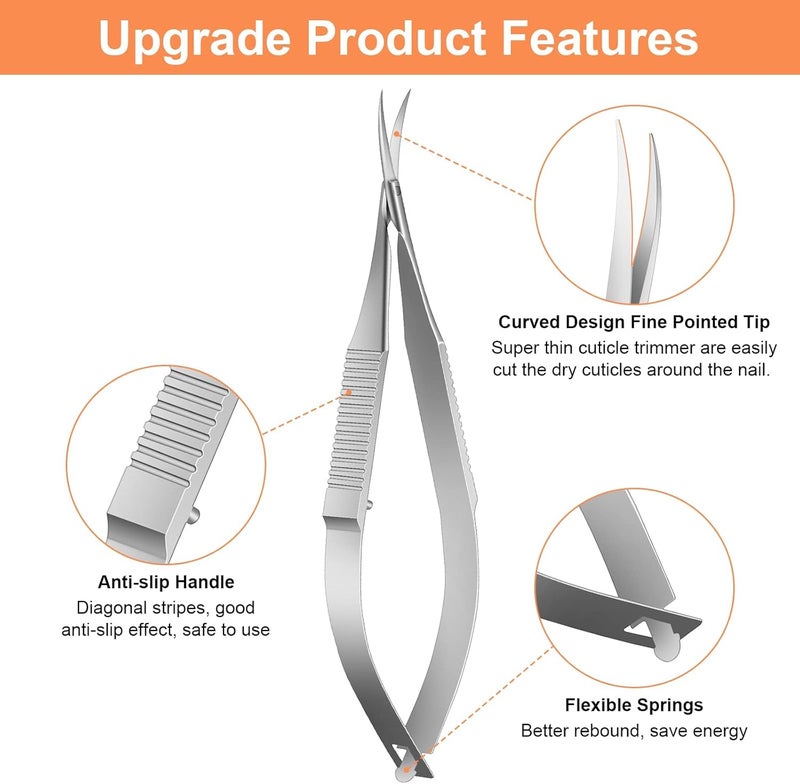 Excefore Cuticle Scissors, Cuticle Trimmer, Nail Scissors for Women, 420j2 Stainless Steel Curved Manicure Scissors, Premium Extra-Fine Point Tip for Nail, Dry Skin, Eyebrow, Eyelash - Image 4